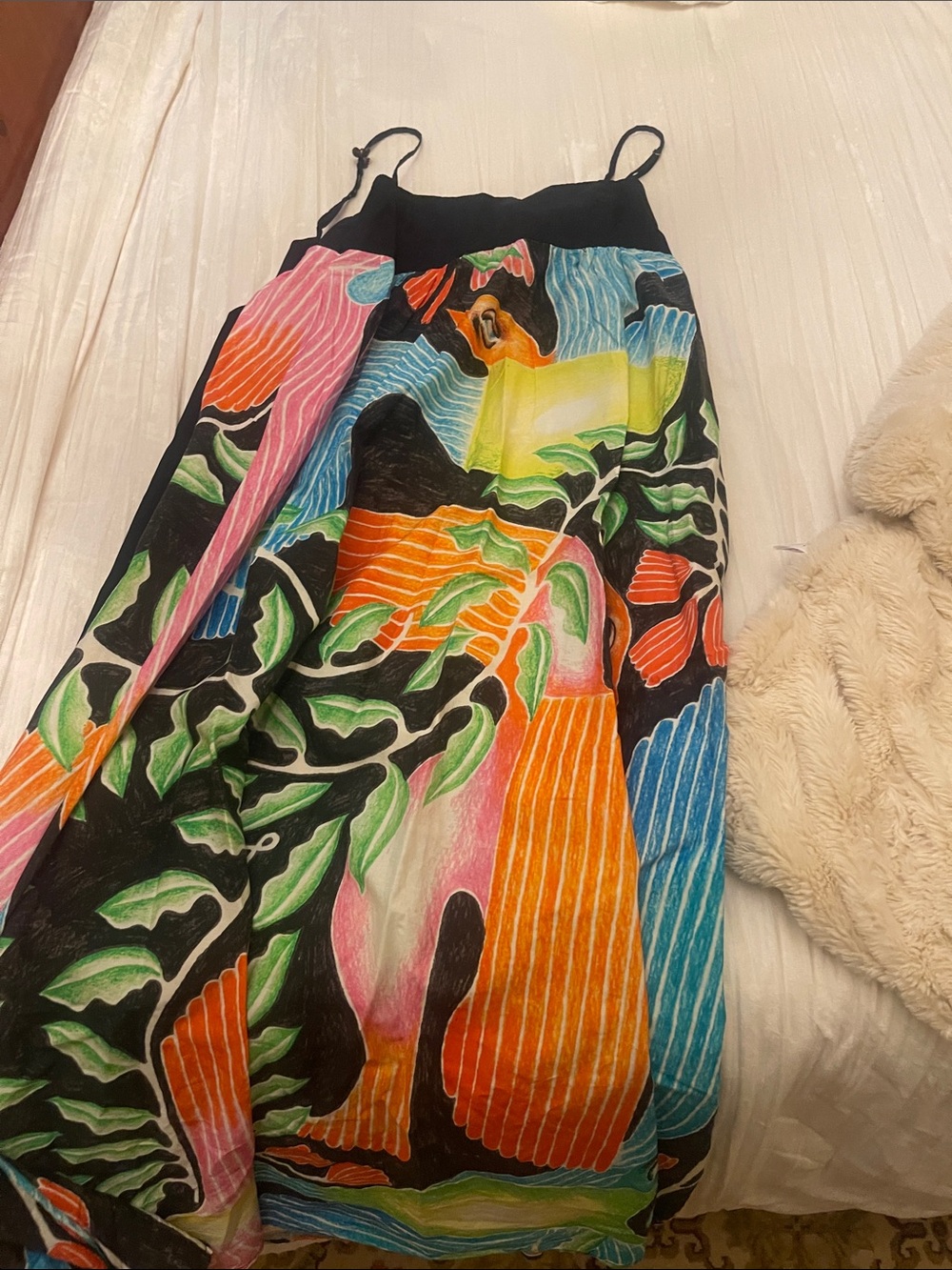 Bohemian Multicolor Maxi Dress with Spaghetti Straps